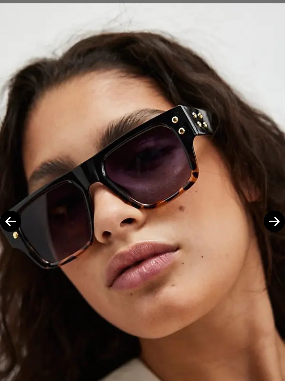 Free People Brisbane Studded Way Black Tortoiseshell Oversized Square Sunglasses